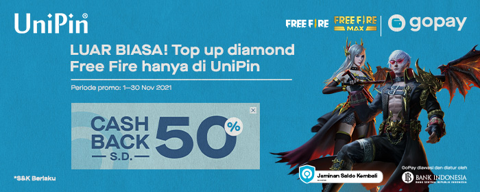 PROMO - Cashback max 90% dari GoPay untuk Sahabat UniPin!